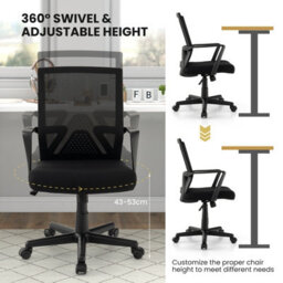 Gainoom Home Office Black Chair Ergonomic Desk Chair Swivel Mesh Task Chair - thumbnail 6
