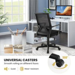 Gainoom Home Office Black Chair Ergonomic Desk Chair Swivel Mesh Task Chair - thumbnail 8