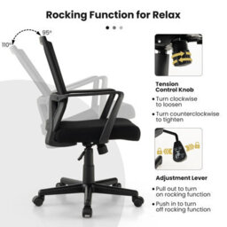 Gainoom Home Office Black Chair Ergonomic Desk Chair Swivel Mesh Task Chair - thumbnail 5