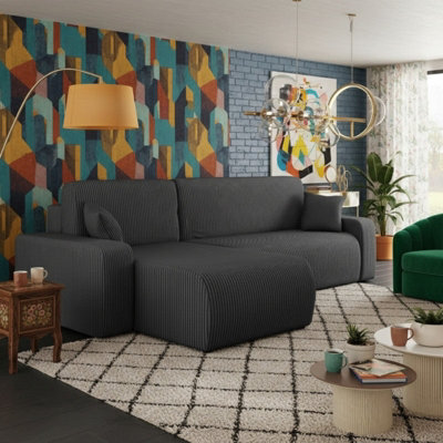 Piano L Modern Corduroy Corner Sofa Poso Soft Large Sofa Bed 130200 Dl Assist Living Room Furniture Grey - image 1