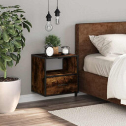 Berkfield Wall-Mounted Bedside Cabinet Smoked Oak 40X31X39.5 Cm - thumbnail 3