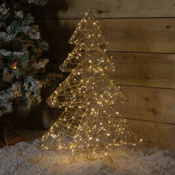 Samuel Alexander 60Cm Gold Light Up Christmas Tree With 300 Warm White Leds & Timer - thumbnail 3