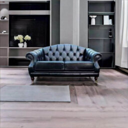 Chesterfield 2 Seater Old English Black Leather Sofa Settee Bespoke In Victoria Style - thumbnail 2