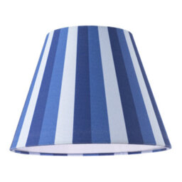 Happy Homewares Multi Blue Tone Striped Linen Coolie Lamp Shade With Cotton Inner - thumbnail 1