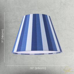 Happy Homewares Multi Blue Tone Striped Linen Coolie Lamp Shade With Cotton Inner - thumbnail 7