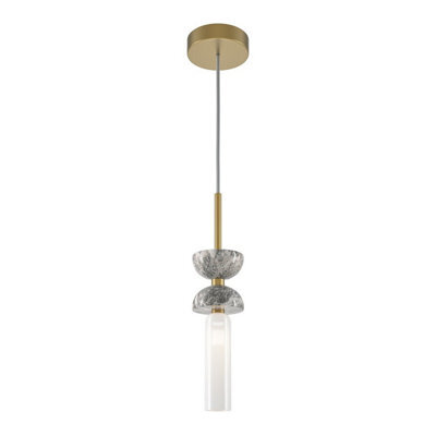 Luminosa Lighting Luminosa Kyoto Modern Slim Pendant Ceiling Light Gold And Grey 1Xg9 White Shade - image 1