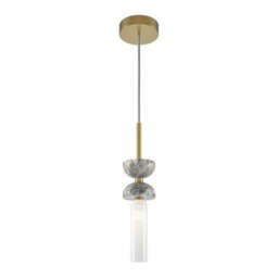 Luminosa Lighting Luminosa Kyoto Modern Slim Pendant Ceiling Light Gold And Grey 1Xg9 White Shade - thumbnail 1