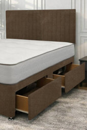 "Knight Sleep Emily Mocca Naples 2Ft6 Bed Set With Mattress, 2 Drawers Same Side & 24""headboard - Small Single" - thumbnail 2
