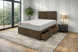 "Knight Sleep Emily Mocca Naples 2Ft6 Bed Set With Mattress, 2 Drawers Same Side & 24""headboard - Small Single" - thumbnail 1