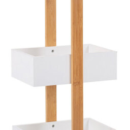 EHC Woodluv 3 Tier Robust Bamboo & Mdf Bathroom Bedroom Storage Caddy Unit, White - 25 X 18.5 X 70 (H) Cm - thumbnail 4