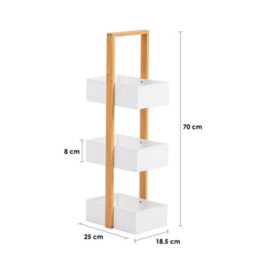 EHC Woodluv 3 Tier Robust Bamboo & Mdf Bathroom Bedroom Storage Caddy Unit, White - 25 X 18.5 X 70 (H) Cm - thumbnail 5
