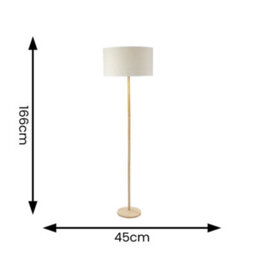 Valuelights Triston Natural Light Wood Stem Floor Lamp With Linen White Trim Drum Shade - thumbnail 6