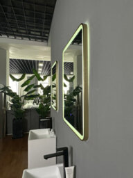 Lumora 800X600mm Rectangular Brushed Gold Led Mirror - Portrait Or Landscape, Tri-Light Anti-Fog - thumbnail 4