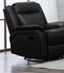 Furnishings For Less UK New Hampshire Black 3 Piece Sofa Suite Reclining Armchairs Leatherair Leather 3 + 1 + 1 - thumbnail 2