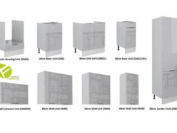 Impact Furniture Kitchen Cabinets Set 9 Units Tall Larder Pantry Storage Soft Close 300Cm Modern Light Grey Gloss Fitted Kitchen Star - thumbnail 2