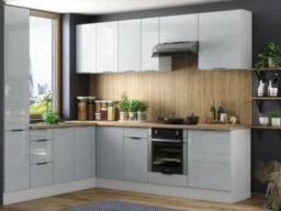 Impact Furniture Kitchen Cabinets Set 9 Units Tall Larder Pantry Storage Soft Close 300Cm Modern Light Grey Gloss Fitted Kitchen Star - thumbnail 7