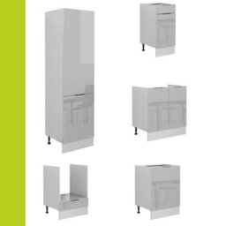 Impact Furniture Kitchen Cabinets Set 9 Units Tall Larder Pantry Storage Soft Close 300Cm Modern Light Grey Gloss Fitted Kitchen Star - thumbnail 5