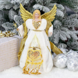 The Christmas Workshop 82050 Angel Tree Topper With Cream & Gold Dress - thumbnail 4