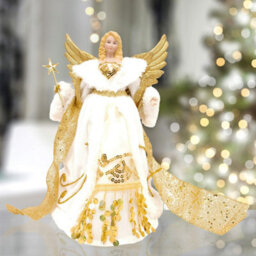 The Christmas Workshop 82050 Angel Tree Topper With Cream & Gold Dress - thumbnail 7