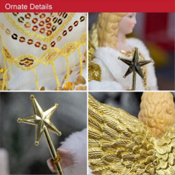The Christmas Workshop 82050 Angel Tree Topper With Cream & Gold Dress - thumbnail 3