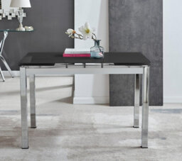 Furniturebox Uk Enna Black Glass Extending Dining Table And 4 White Isco Chairs - thumbnail 4
