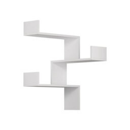 Decortie Luksa Modern Wall Shelf Bookcase Wall Mounted Corner Zigzag Design White 60Cm - thumbnail 2