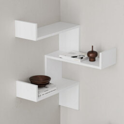 Decortie Luksa Modern Wall Shelf Bookcase Wall Mounted Corner Zigzag Design White 60Cm - thumbnail 5