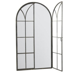 Mirroroutlet Summer View Metal Arch Shaped Opening Window Garden Mirror 140Cm X 75Cm - thumbnail 3