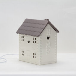 Ceramic House Table Lamp Cream Base With Brown Roof Soft Warm Light Practical And Energy Saving - thumbnail 3