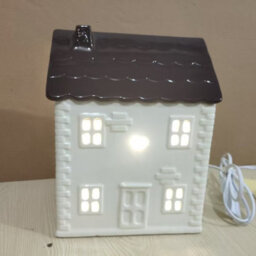 Ceramic House Table Lamp Cream Base With Brown Roof Soft Warm Light Practical And Energy Saving - thumbnail 2