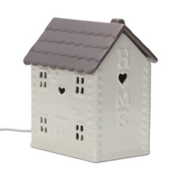 Ceramic House Table Lamp Cream Base With Brown Roof Soft Warm Light Practical And Energy Saving - thumbnail 1
