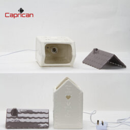Ceramic House Table Lamp Cream Base With Brown Roof Soft Warm Light Practical And Energy Saving - thumbnail 6