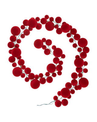 Werchristmas Red Velvet Christmas Bauble Garland 9 Ft, 84 Shatterproof Baubles - image 1