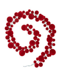 Werchristmas Red Velvet Christmas Bauble Garland 9 Ft, 84 Shatterproof Baubles - thumbnail 1