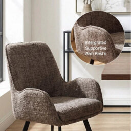 Dining Chairs Pack Of 2 360 Swivel Brown Sand Blasted Metal  Padded Seat - thumbnail 4