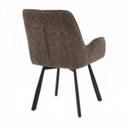 Dining Chairs Pack Of 2 360 Swivel Brown Sand Blasted Metal  Padded Seat