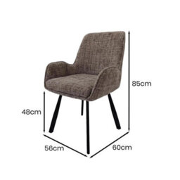 Dining Chairs Pack Of 2 360 Swivel Brown Sand Blasted Metal  Padded Seat - thumbnail 2