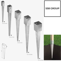"SS8 Fence Post Support 71mm X 71mm / 750mm (2.8"" X 2.8"")  Pack Of: 4  Spike Holder Metal Drive In Stakes Rust Resistant Bracket" - thumbnail 7