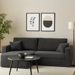 Karl L Maxi Corner Sofa Bed Corduroy Upholstery Storage Springs Universal Left Or Right Hand Side Design Dark Grey - thumbnail 1
