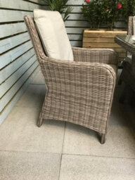 Signature Weave Alexandra Wicker High Back Armchair Chair Fine Grey Cushions