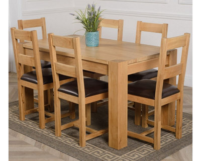 That's Furniture Kuba 150 X 85 Cm Chunky Medium Oak Dining Table And 6 Chairs Dining Set With Lincoln Chairs - image 1
