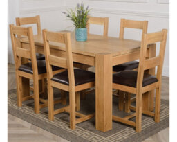That's Furniture Kuba 150 X 85 Cm Chunky Medium Oak Dining Table And 6 Chairs Dining Set With Lincoln Chairs