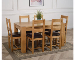 That's Furniture Kuba 150 X 85 Cm Chunky Medium Oak Dining Table And 6 Chairs Dining Set With Lincoln Chairs - thumbnail 3