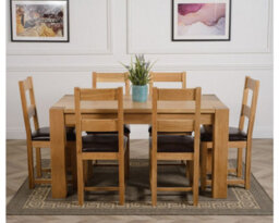 That's Furniture Kuba 150 X 85 Cm Chunky Medium Oak Dining Table And 6 Chairs Dining Set With Lincoln Chairs - thumbnail 2