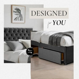 Black Plush 5Ft King Size Bed With Matttress  2 Storage Drawers And 20 Inch Chesterfield Headboard - thumbnail 2