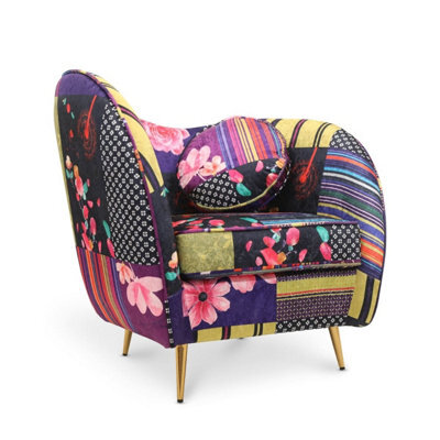 Fabric Patchwork Sofia Accent Chair - image 1