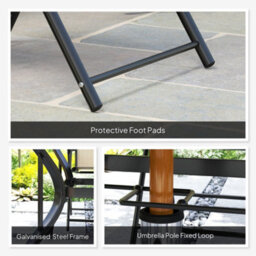 Outsunny 5 Pcs Garden Dining Set, Folding Chairs And Metal Top Table, Khaki - thumbnail 8