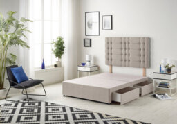 Somnior Beds Somnior Bliss Plush Silver Divan Bed Base With 2 Drawers And Headboard - Single - thumbnail 1