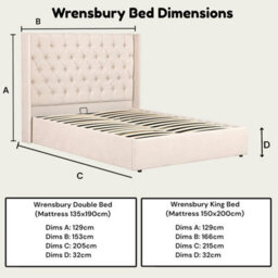 OAT Home Wrenbury Natural Fabric Winged Ottoman Storage Bed Frame -King Size - thumbnail 9