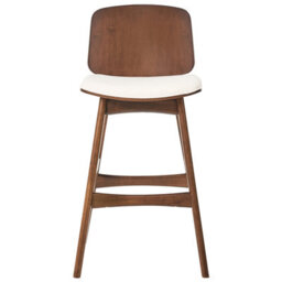 Beliani Set Of 2 Bar Chairs Charleston Wood Brown/ Light Beige - thumbnail 5